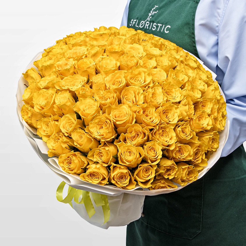 Изображение товара Букет желтых роз Кения 40 см 101 шт от Studio Floristic яркий и стильный подарок