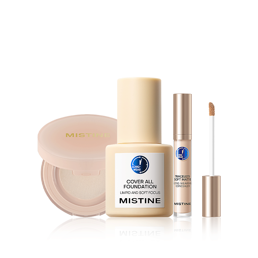 Изображение товара MISTINE Тональный крем Cover All Foundation + Консилер + Пудра, NN120 Natural Warm Tone + Concealer M02 + Loose Powder Mist Powder