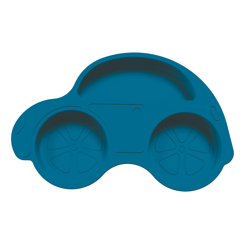 Изображение товара Детская силиконовая тарелка Машинка с секциями для детей, синий, SILIHOME