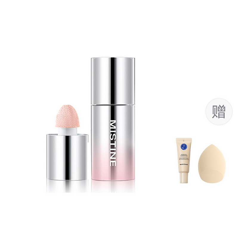 Изображение товара MISTINE Румяна Thai Latte Velvet Liquid Blush + Тональный крем Cover All Foundation + бьюти-блендер, 01 White Sand Beach