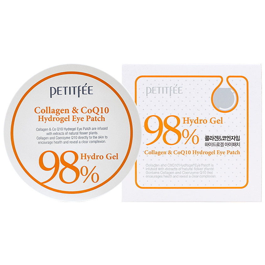 Изображение товара PETITFEE Патчи гидрогелевые под глаза с коэнзимом Q10 и 98% содержанием коллагена, 60 шт.