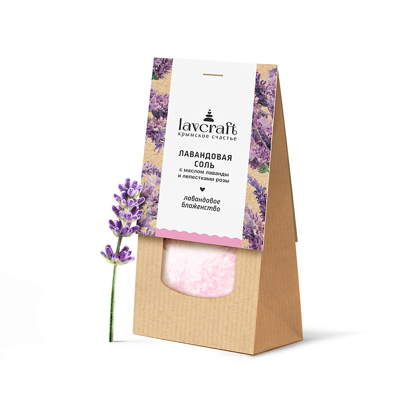 Изображение товара LAVCRAFT Лавандовая соль с маслом лаванды и лепестками розы для расслабляющей ванны