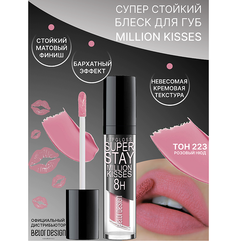 Изображение товара Стойкий блеск для губ BELOR DESIGN SUPER STAY MILLION KISSES 223