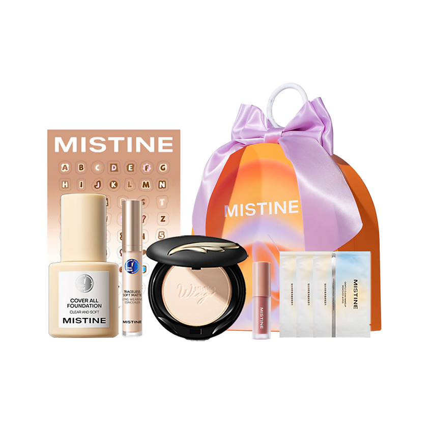 Изображение товара MISTINE Treat Yourself Infinity Makeup Set Набор декоративной косметики, LF110+Concealer+Wing Powder+Dark Brown Sweet Tea