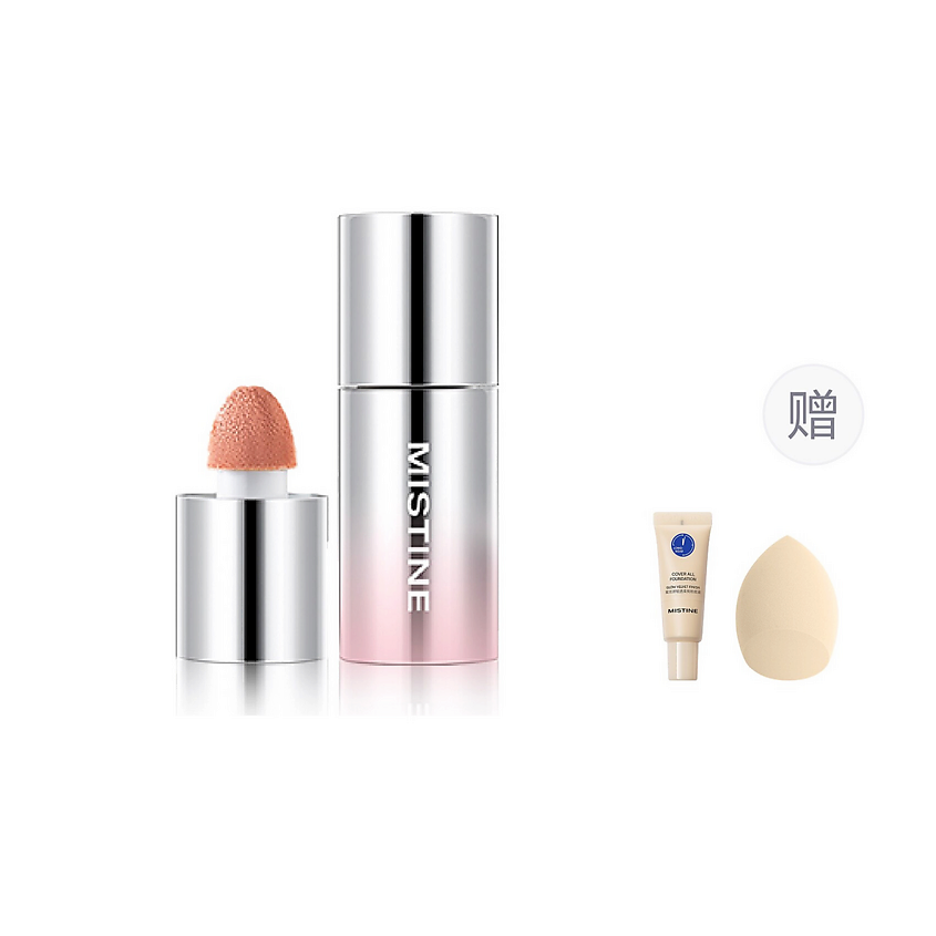 Изображение товара MISTINE Румяна Thai Latte Velvet Liquid Blush + Тональный крем Cover All Foundation + бьюти-блендер, 03 Milk Apricot Orange