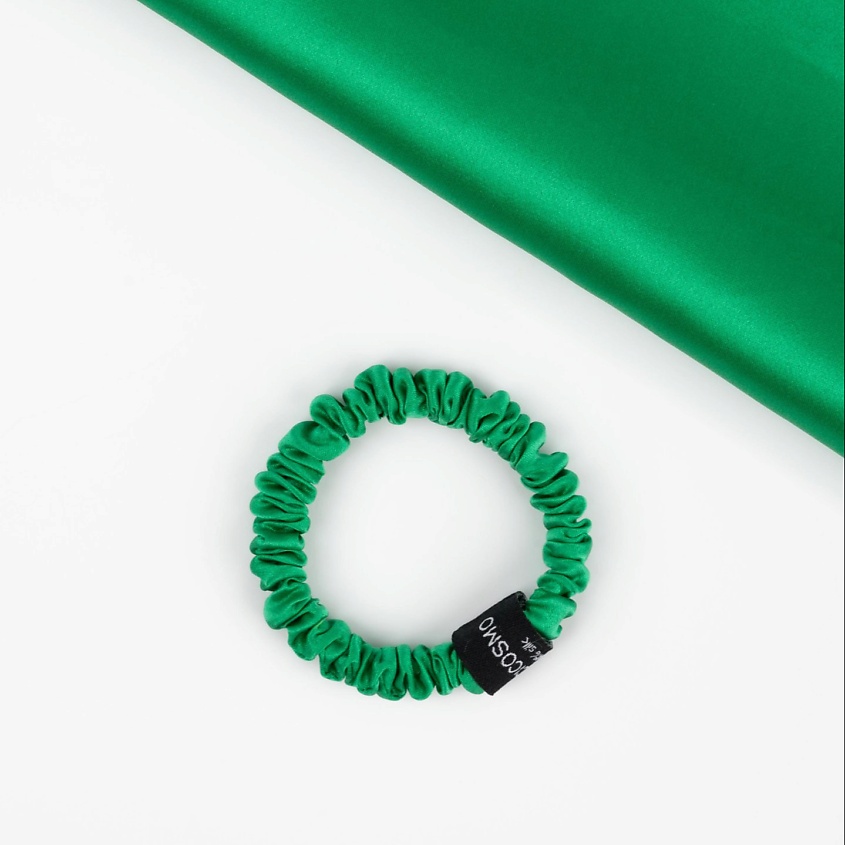 Изображение товара Шёлковая резинка для волос SCICOSMO малахитовая 1 см 22 момми натуральный шелк