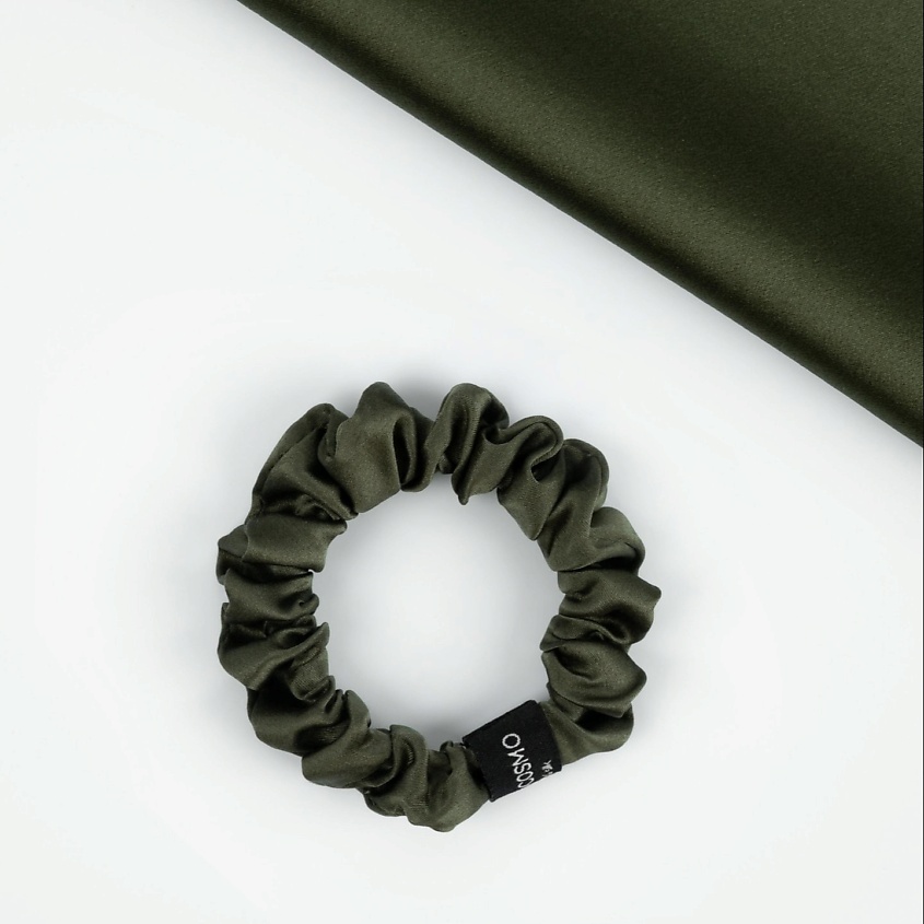 Изображение товара Шёлковая резинка для волос SCICOSMO оливковый 2 см натуральный шелк