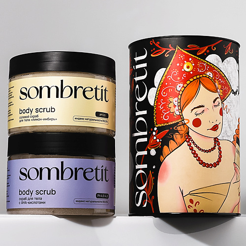 

SOMBRETIT Подарочный набор скрабов для тела «Скраб с АНА-кислотами + Скраб «Лимон-Имбирь», Подарочный набор скрабов для тела «Скраб с АНА-кислотами + Скраб «Лимон-Имбирь»