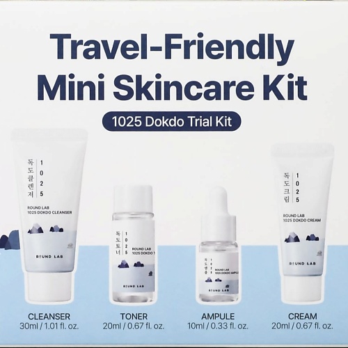 

ROUND LAB Дорожный набор с морской водой: пенка + тонер + сыворотка + крем 1025 Dokdo Trial Kit, Дорожный набор с морской водой: пенка + тонер + сыворотка + крем 1025 Dokdo Trial Kit