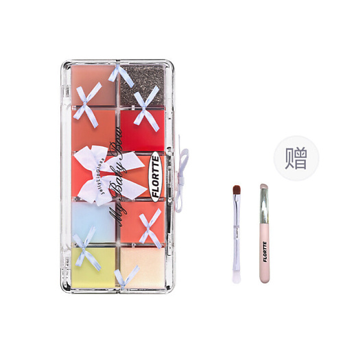 

FLORTTE Палетка блесков для губ My Baby Bow Series 10-Color Jelly Lip Gloss Palette, Палетка блесков для губ My Baby Bow Series 10-Color Jelly Lip Gloss Palette