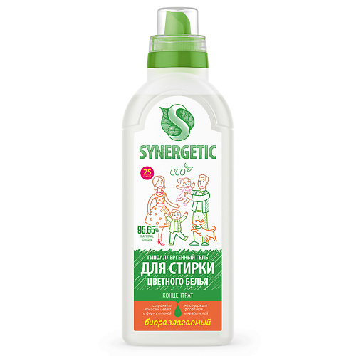 

SYNERGETIC Биоразлагаемый концентрированный гель для стирки цветного белья 750, Биоразлагаемый концентрированный гель для стирки цветного белья