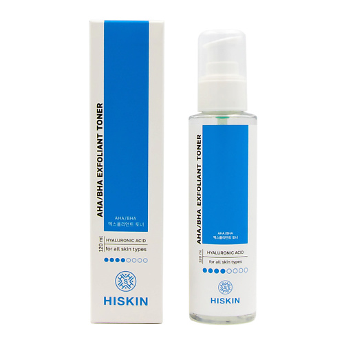 

HISKIN Тонер-эксфолиант для лица с Гиалуроновой кислотой АНА-ВНА 120, Тонер-эксфолиант для лица с Гиалуроновой кислотой АНА-ВНА