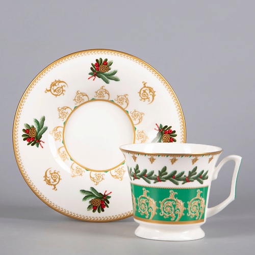 

ИМПЕРАТОРСКИЙ ФАРФОРОВЫЙ ЗАВОД Чашка с блюдцем чайная "Еловые веточки", Чашка с блюдцем чайная "Еловые веточки"