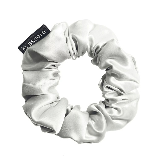 

ASSORO Шелковая резинка для волос M - Серебро, Шелковая резинка для волос M - Серебро