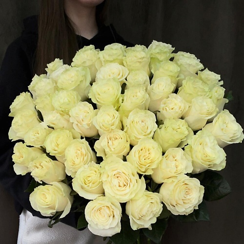 

FLOWERS DE LUXE БУТИК ЦВЕТОВ И ПОДАРКОВ 51 белая Роза ЭКВАДОР, 51 белая Роза ЭКВАДОР