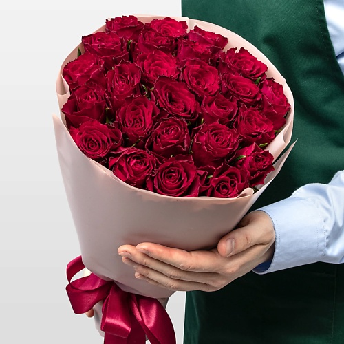 

STUDIO FLORISTIC Букет красных Роз Кения 40 см 25 шт «Винный Шлейф», Букет красных Роз Кения 40 см 25 шт «Винный Шлейф»