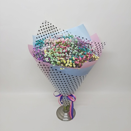 

ЗЕФИРКО Воздушный букет разноцветных гипсофил в авторской упаковке из корейской пленки, Воздушный букет разноцветных гипсофил в авторской упаковке из корейской пленки