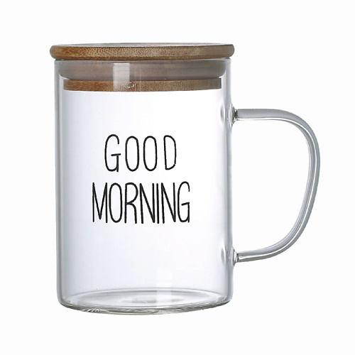 

MANDARIN DECOR Кружка большая стеклянная с крышкой, Кружка большая стеклянная с крышкой