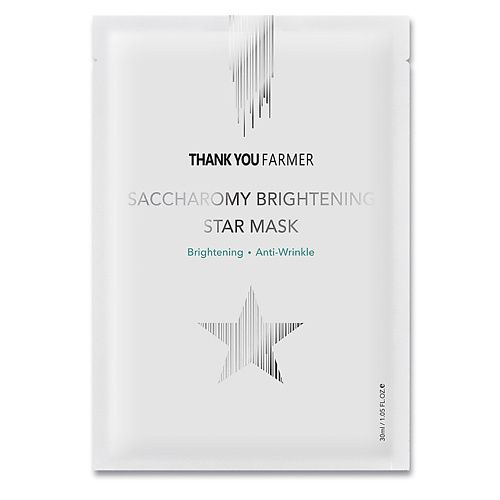

THANK YOU FARMER Маска для лица тканевая омолаживающая на основе дрожжей Saccharomy Brightening Star Mask 30, Маска для лица тканевая омолаживающая на основе дрожжей Saccharomy Brightening Star Mask