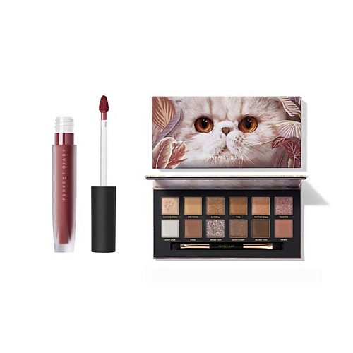 

PERFECT DIARY Набор декоративной косметики: Палетка теней + Жидкая помада, Набор декоративной косметики: Палетка теней + Жидкая помада