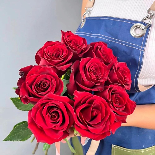 

ШАРЛАНДИЯ ГРИНЛАНДИЯ Букет из 9 красных роз 50см Эквадор под ленту, Букет из 9 красных роз 50см Эквадор под ленту