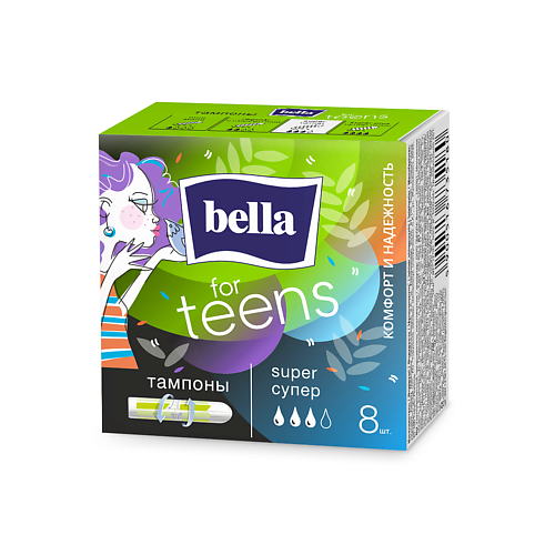 

BELLA FOR TEENS Тампоны женские гигиенические super/супер 8 шт., FOR TEENS Тампоны женские гигиенические super/супер 8 шт.