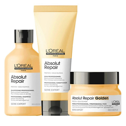 

L'OREAL PROFESSIONNEL Набор средств для волос Absolut Repair : шампунь+кондиционер+маска, Набор средств для волос Absolut Repair : шампунь+кондиционер+маска