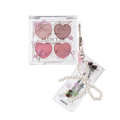 Палетка FLORTTE Компактные тени-брелок Blooming Series 4 Color