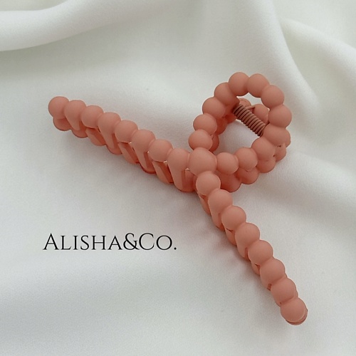 

ALISHA&CO. Крабик для волос большой Soft touch Bubbles коралловый, Крабик для волос большой Soft touch Bubbles коралловый