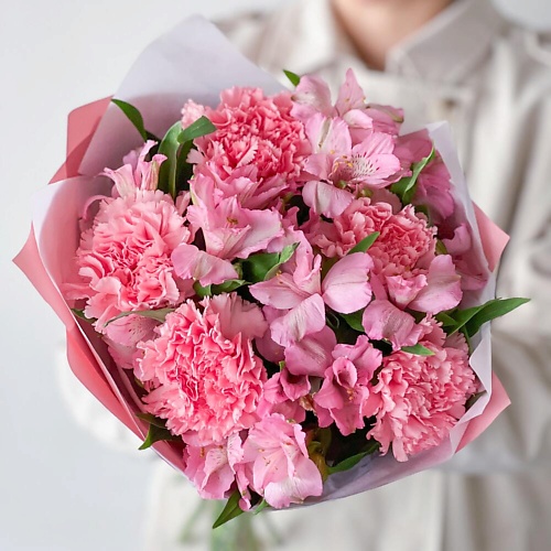 

FLOWERS DE LUXE БУТИК ЦВЕТОВ И ПОДАРКОВ Стойкий букет из альстромерий и гвоздик, Стойкий букет из альстромерий и гвоздик