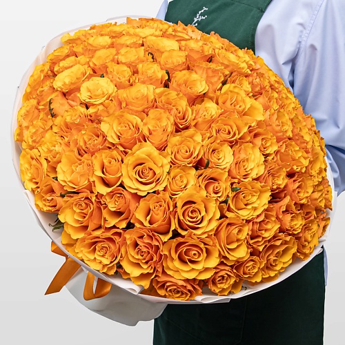 

STUDIO FLORISTIC Букет оранжевых Роз Кения 40 см 101 шт «Золото Инков», Букет оранжевых Роз Кения 40 см 101 шт «Золото Инков»