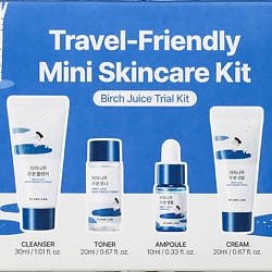 Дорожный набор с березовым соком: пенка + тонер + сыворотка + крем Birch Juice Trial Kit