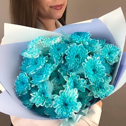 Букет из голубых хризантем