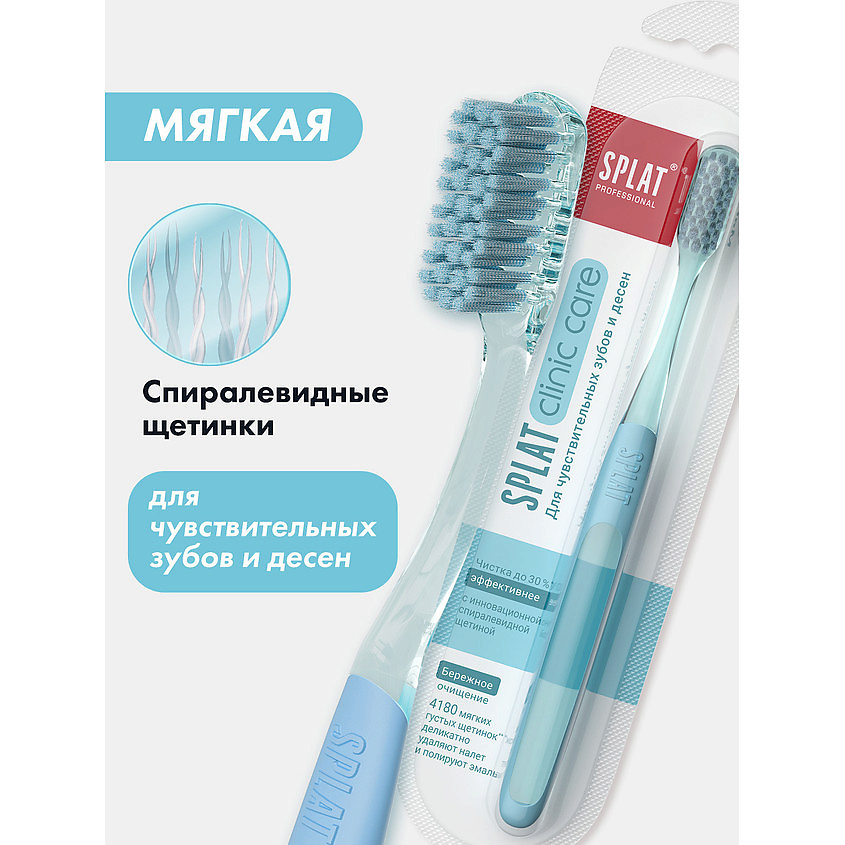 SPLAT Инновационная зубная щетка мягкая голубая Professional Clinic Care – фото 2