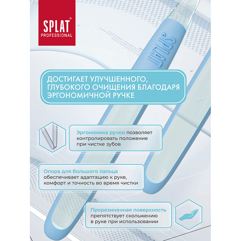 SPLAT Инновационная зубная щетка мягкая голубая Professional Clinic Care – фото 5