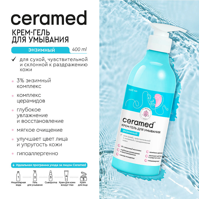 CERAMED Крем-гель для умывания энзимный – фото 3