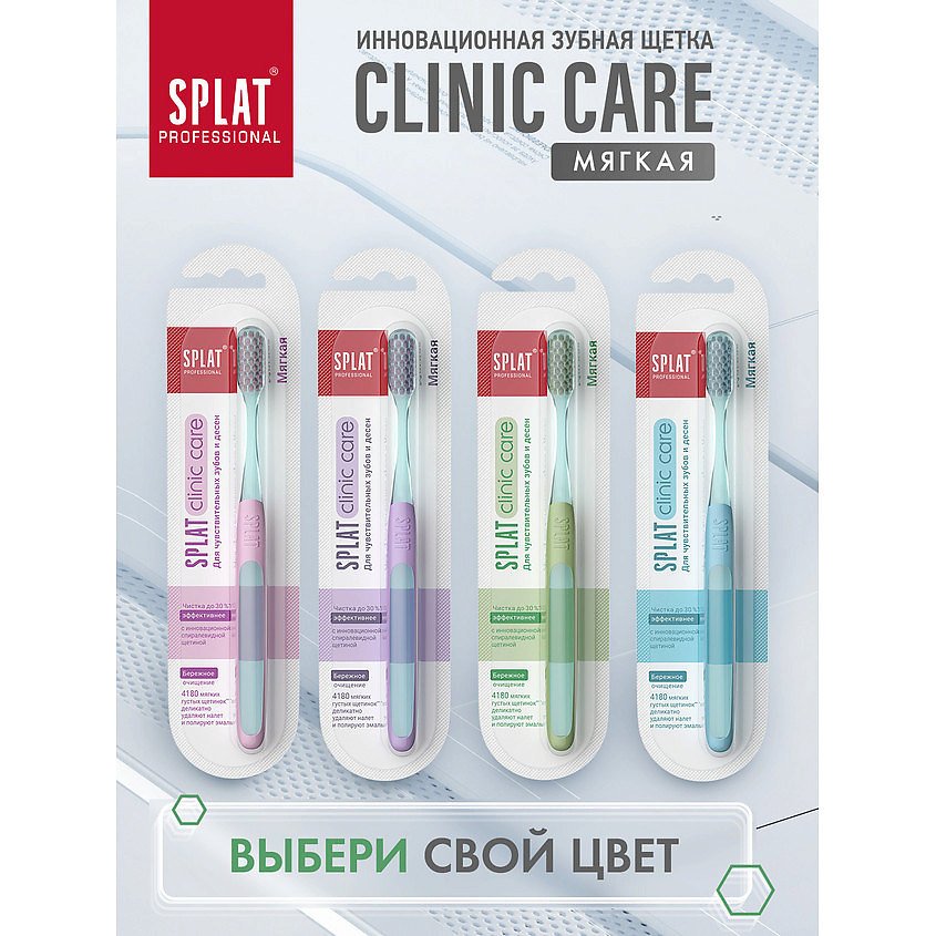 SPLAT Инновационная зубная щетка мягкая голубая Professional Clinic Care – фото 9