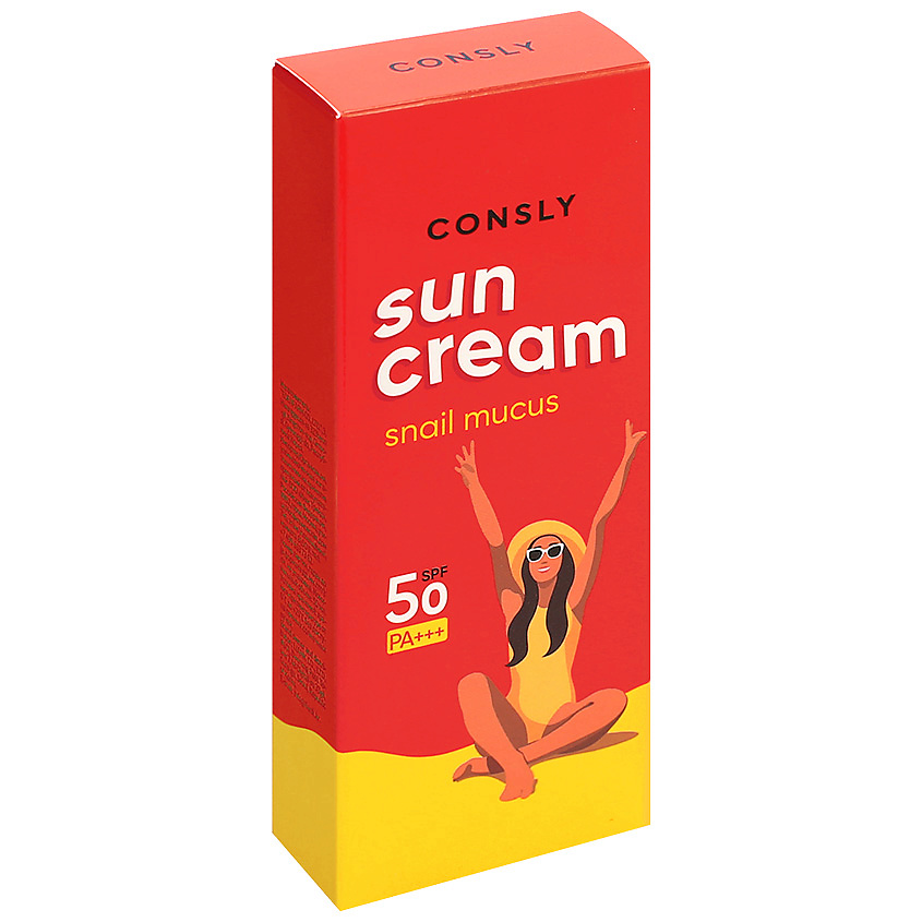 CONSLY Крем солнцезащитный с муцином улитки SPF 50/PA для комбинированной и жирной кожи Sunscreen With Snail Mucin Spf 50+/Pa+++ For Combination And Oily Skin – фото 4