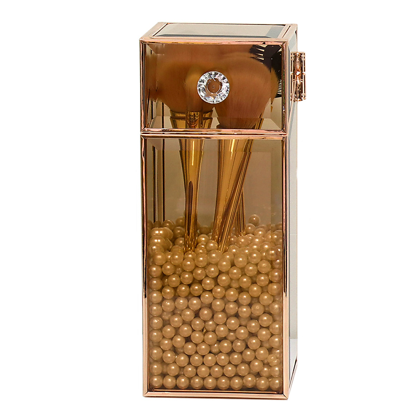 Изображение товара Органайзер для кистей для макияжа Лацио из стекла с золотой отделкой