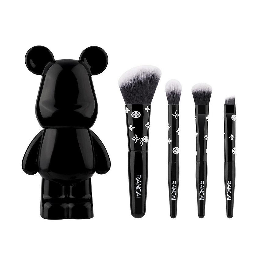 Изображение товара Мини набор кистей для макияжа в чехле с дизайнерским тубусом черный