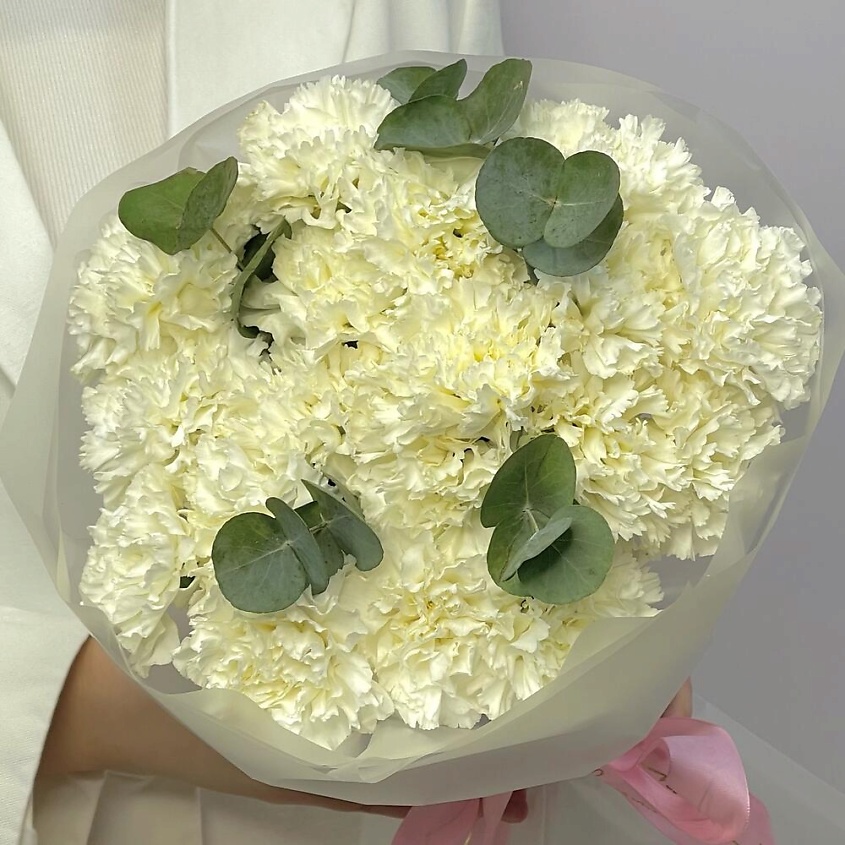 Изображение товара Букет из белых диантусов и эвкалипта Chalet Green 1 шт