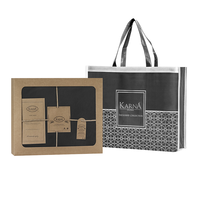 Изображение товара КАРНА Постельное белье STONEWASH евро, антрацит, хлопок 100%, подарок