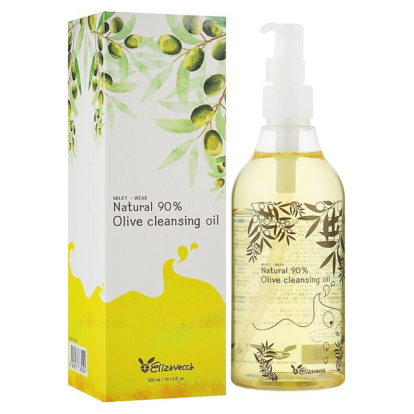 Изображение товара ELIZAVECCA Гидрофильное масло для лица Milky-Wear Natural 90 Olive Cleansing Oil, 300 мл