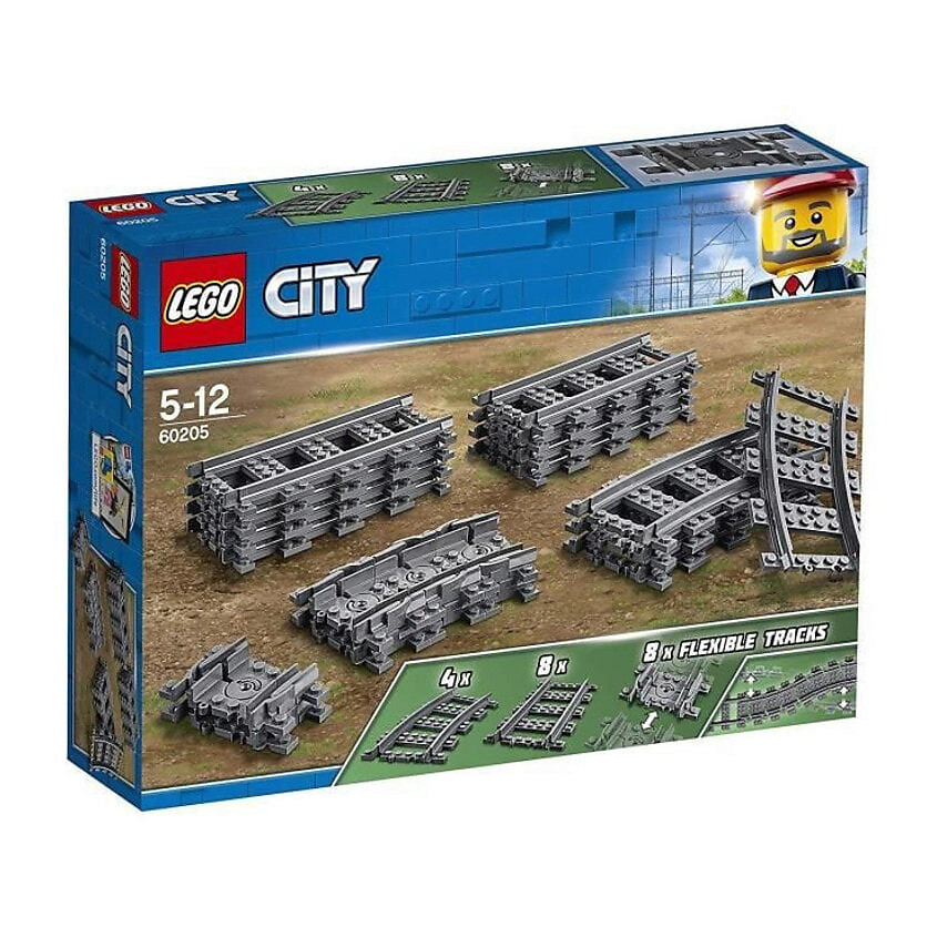 Изображение товара LEGO Железнодорожные рельсы LEGO City 60205 – базовый расширяющий набор, 1 шт.
