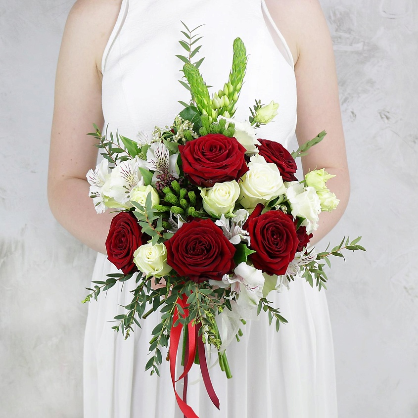 Изображение товара Букет невесты из роз альстромерий и орнитогалума 1 шт Букет Маркет