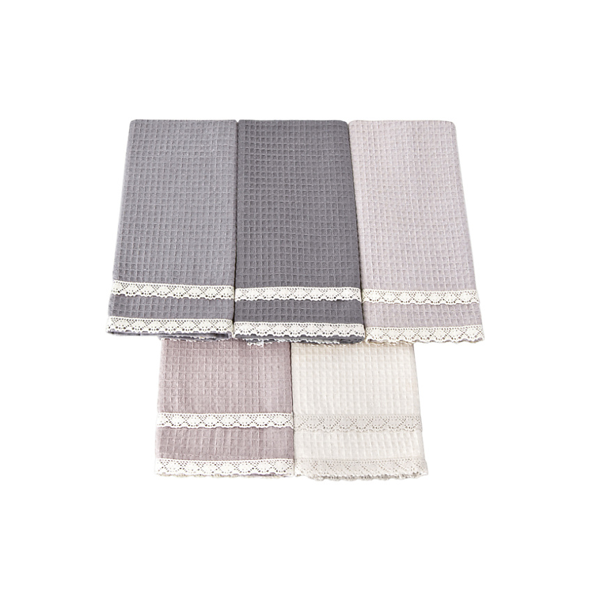 Изображение товара Кухонные вафельные полотенца KARNA KOPENAKI 5 шт 40x60 см гипюром асорти