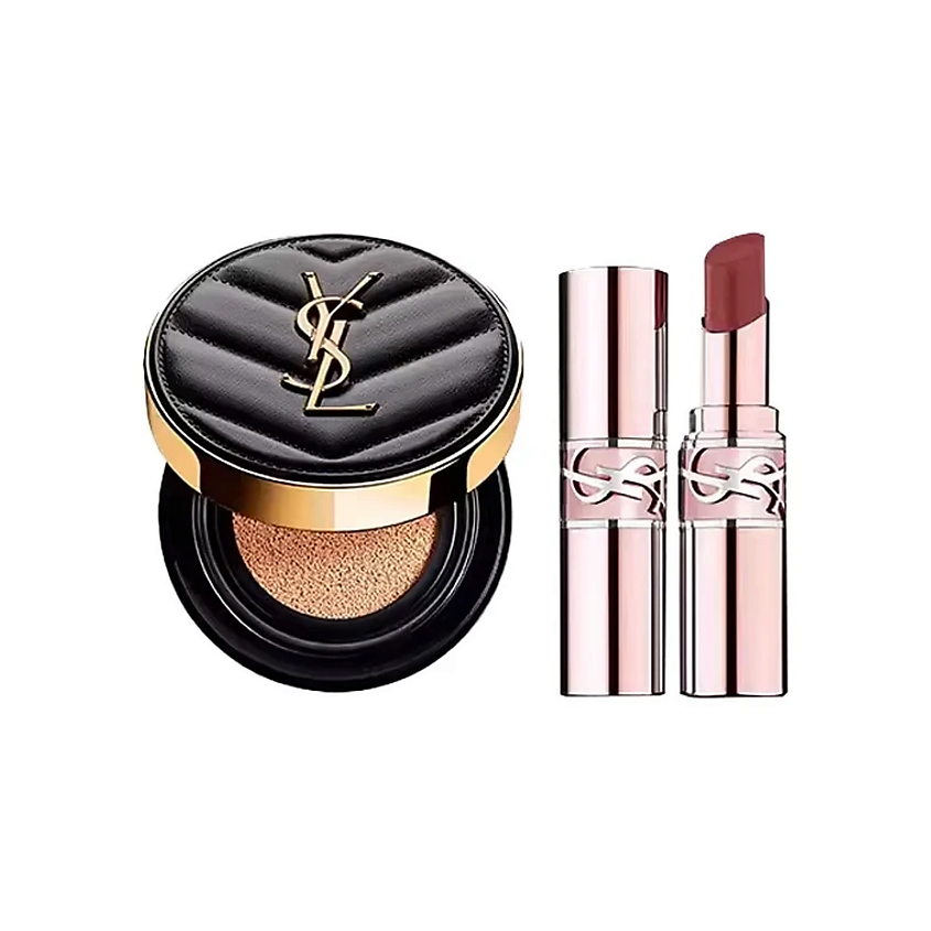 Изображение товара YVES SAINT LAURENT Бальзам для губ Candy Glow Tinted Butter Balm + Тональный кушон, Кушон Le Cushion Encre de Peau №B10 + Бальзам №7B
