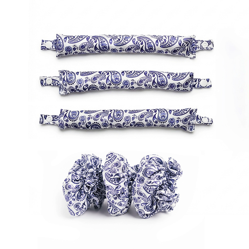 Изображение товара Мягкие бигуди с шапочкой VIBERIA 3 шт гжель для объема и укладки