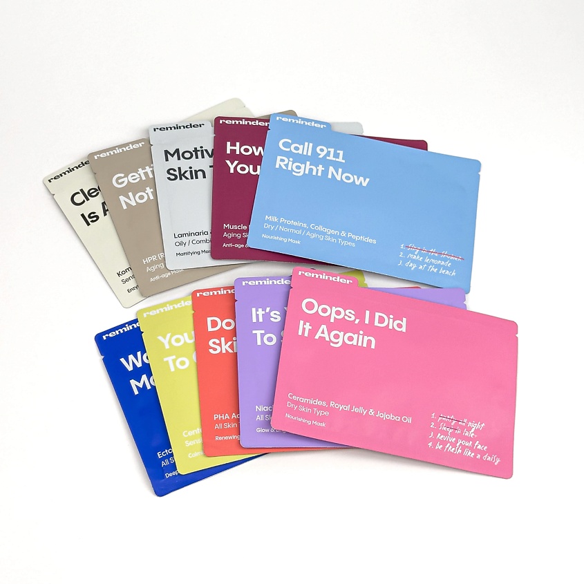 Изображение товара REMINDER Набор из 10 тканевых масок, насыщенных активными компонентами, 3.28 л