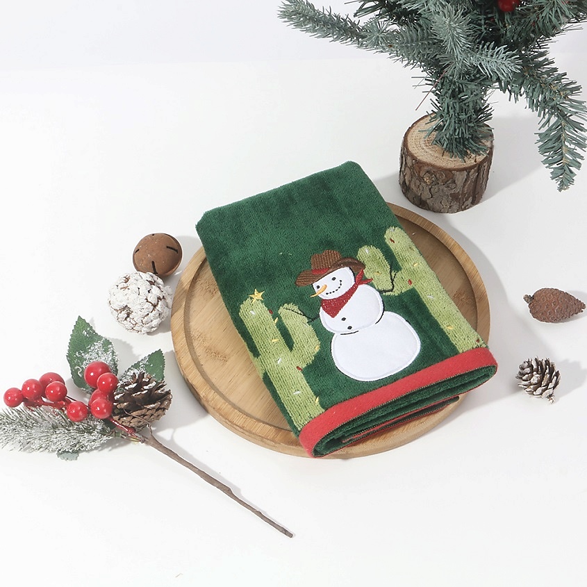 Изображение товара ARYA HOME COLLECTION Полотенце с Вышивкой Рождество 40x60 Snowboy, зеленый